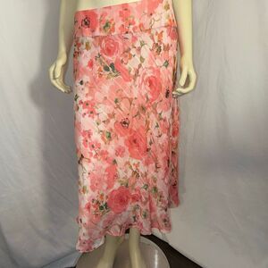Vintage Y2K Floral Bias-Cut Midi Skirt | Ballet-Pink Romantic A-Line | Dressbarn